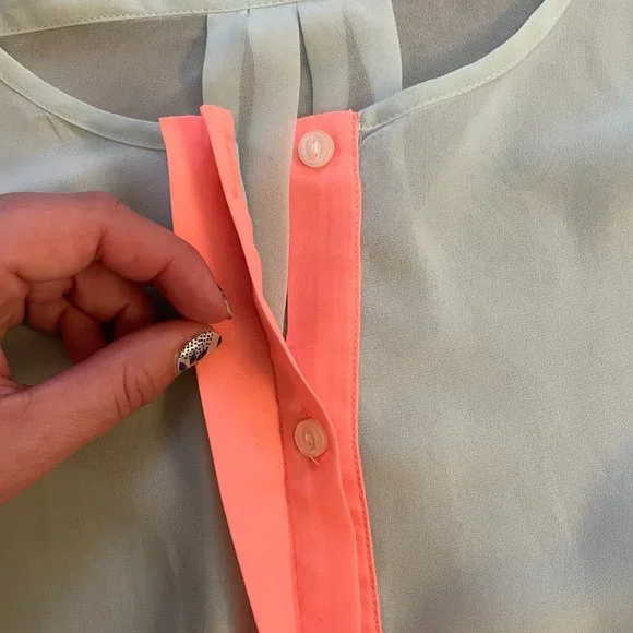 American Eagle Small Sheer Teal Tie Front Tank Top - Picture 3 of 5